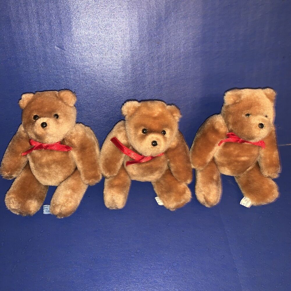 Lot of 3 Vintage 1987 Eden Toys Mini Bear Plush Gift Bag FOA Schwarz Bears Only